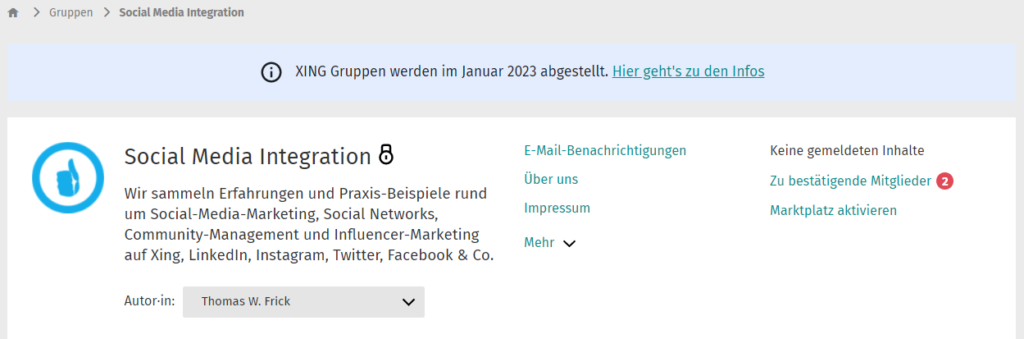 Xing Gruppe Social Media Integration